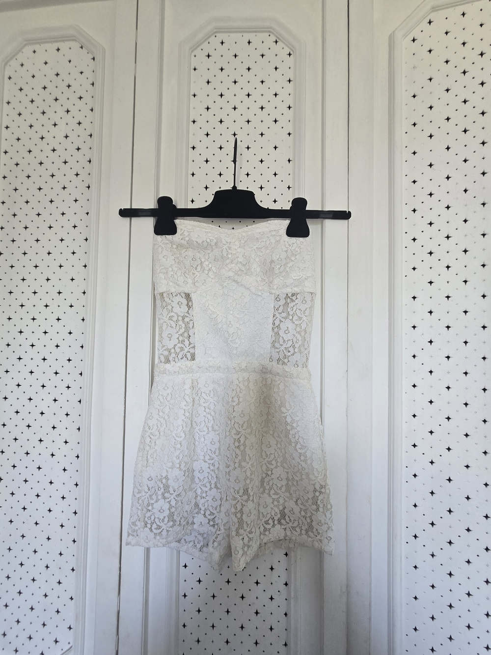 White Strapless Lace Romper